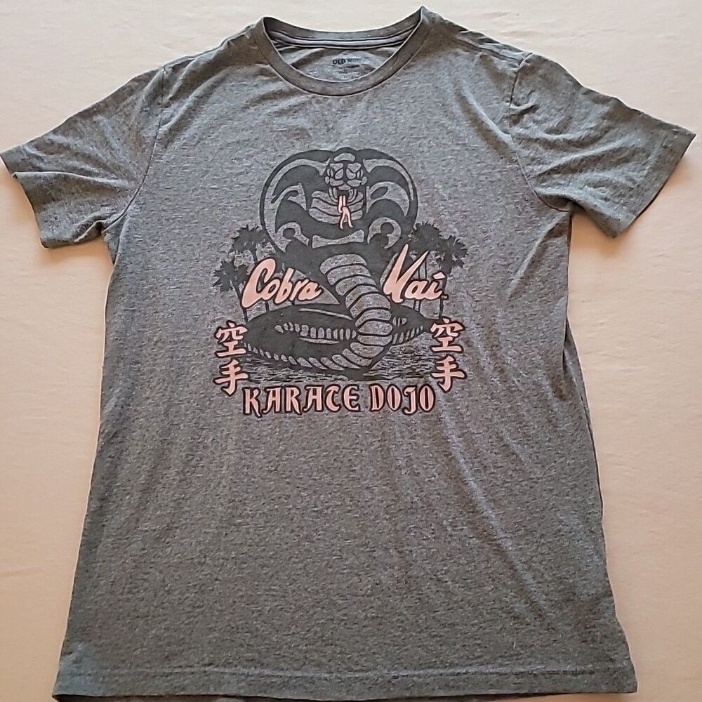 Cobra Kai Karate Dojo Graphic T Shirt Gray Unisex Kids Size XL 14-16